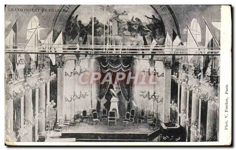 Grand Orient de France — Empfangssaal mit Säulen und Fresken — Phot. V. Porcher, Paris - Vorderseite