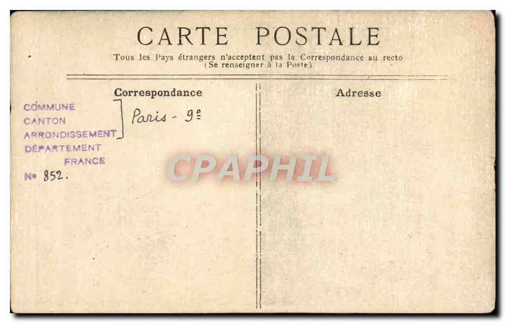Grand Orient de France — Empfangssaal mit Säulen und Fresken — Phot. V. Porcher, Paris - Rückseite