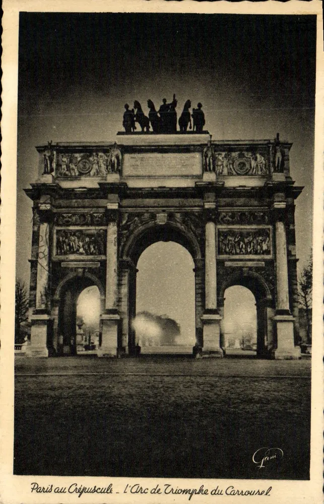 Paris ao Crepúsculo — O Arco do Triunfo do Carrousel — G. Fani - Frente