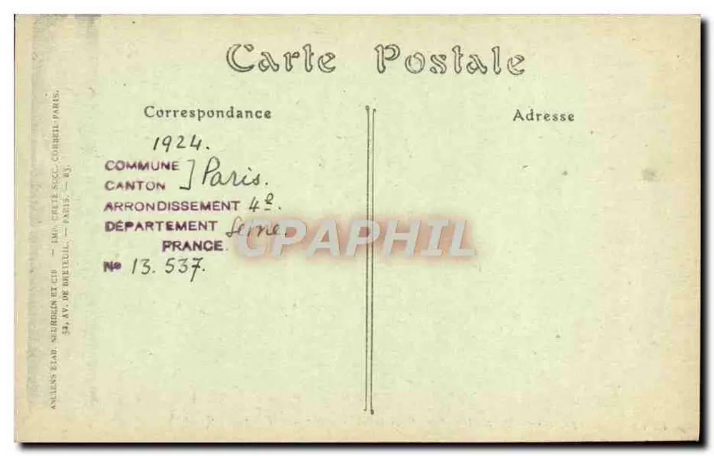 Paris — Notre-Dame — Oberer Gang der Seitenkapelle der Kirche — Verleger: J. Phot. — Seriennummer 157-E.B. - Rückseite