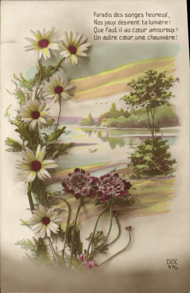 Paradis dos sonhos felizes — paisagem lacustre com flores — DIX 471/s - Frente