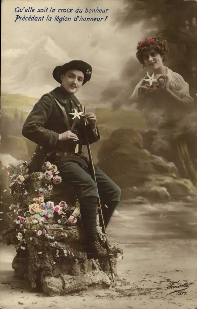 Soldat und Frau mit der Legion der Ehrenkreuz — Fauvetelle 1577 - Vorderseite