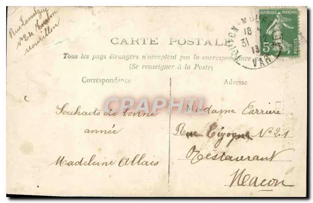 Fille en robe rose — scène de studio — éditeur J. Reisa, n° 2851 - Verso
