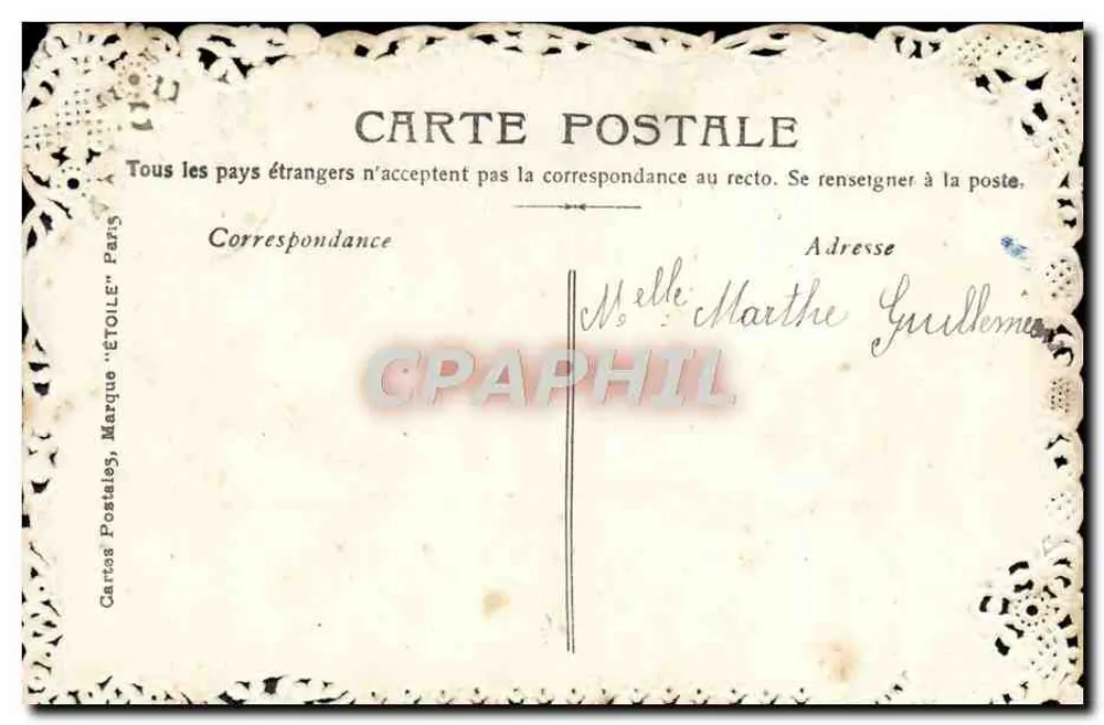 Rosas — Boa Ano — Carta Postal Estrela, Paris - Verso