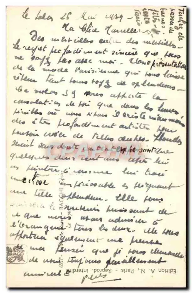 Weiblicher Nackt in Atelier — Werk von C. Baccari — Ausgabe A. N., Paris - Rückseite