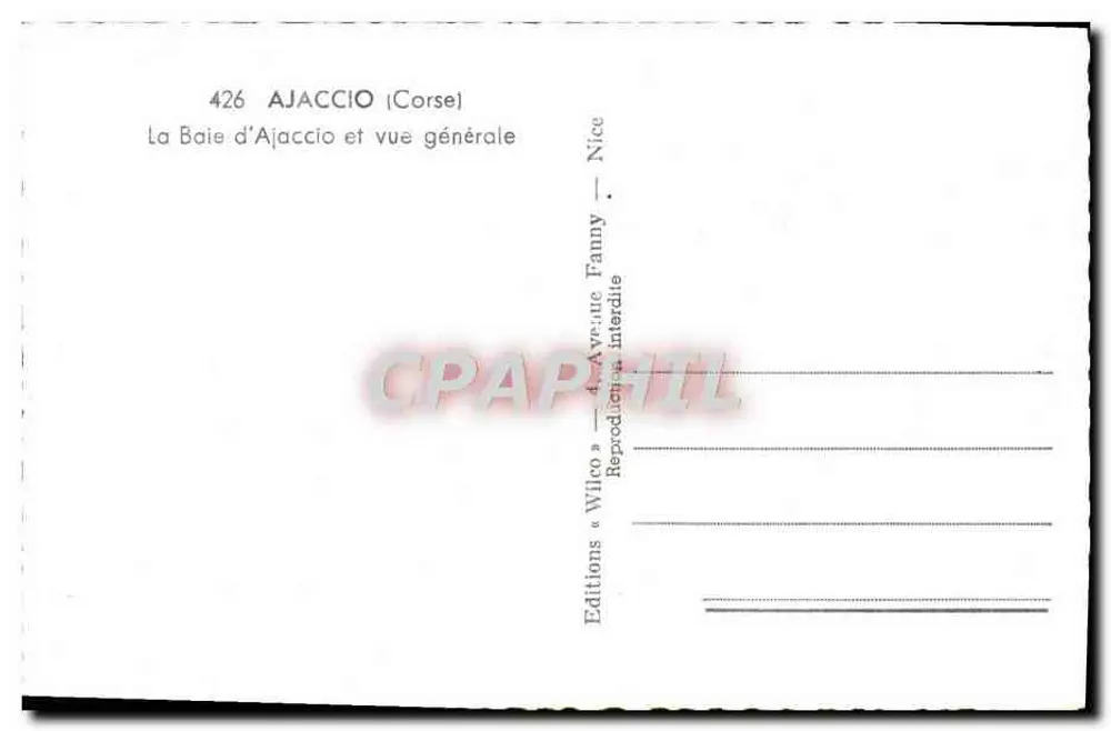 Ajaccio — Vista geral da baía — Edições « Wilco » - Verso