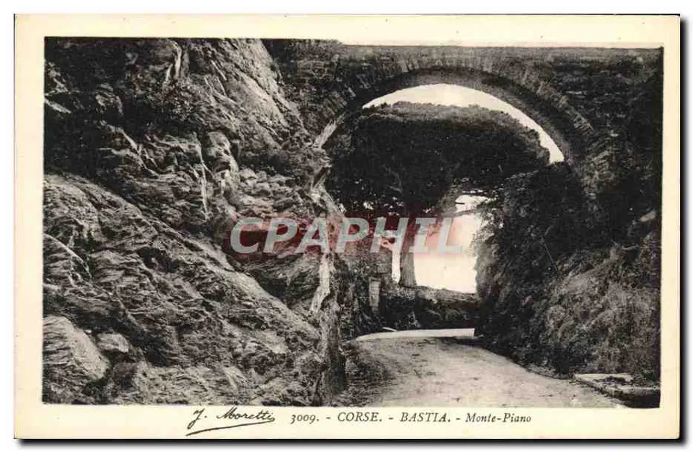 Monte-Piano — Steinbrücke in einem felsigen Landschaftsbild — J. Moretti, Nr. 3009 - Vorderseite