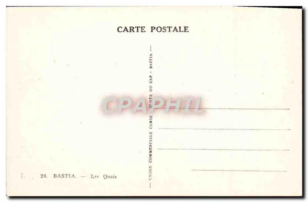 Bastia — Die Kais — Union Postale Commerciale - Rückseite