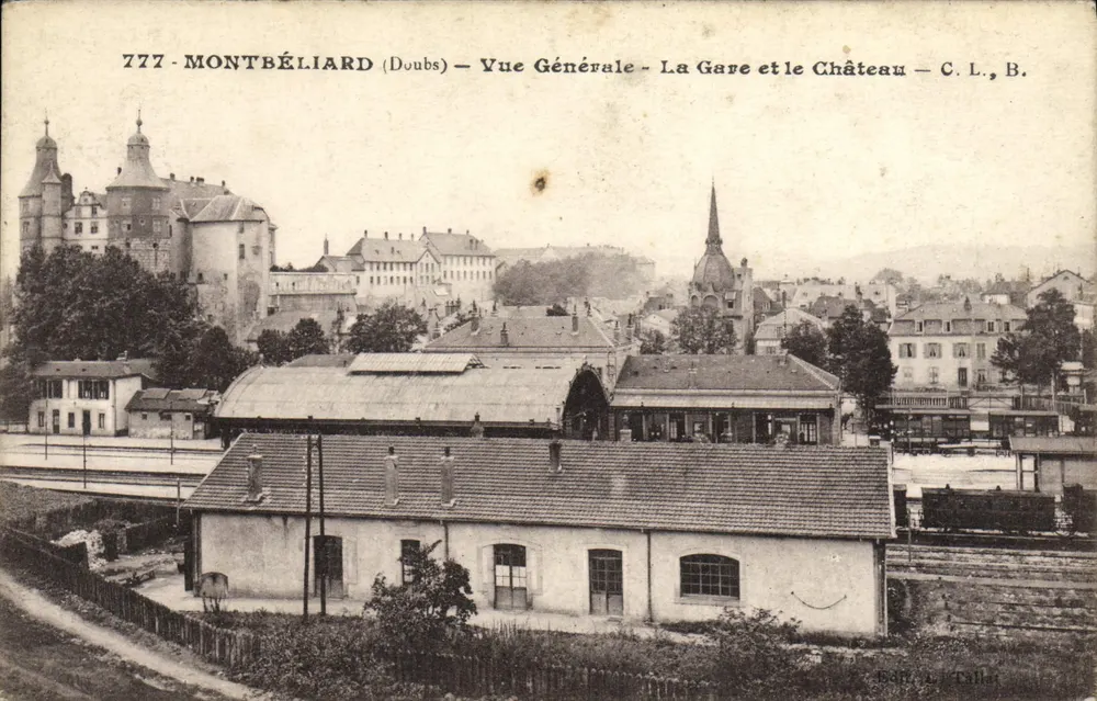 Montbéliard (Doubs) — Allgemeiner Blick — Die Station und das Schloss — C.L., B. - Vorderseite