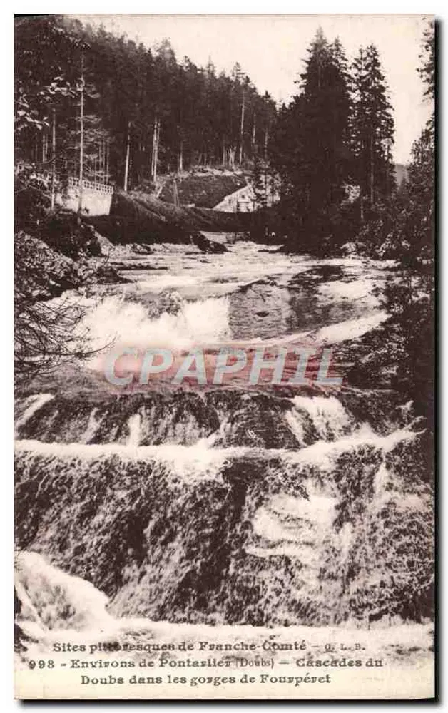 Wasserfälle des Doubs in den Schluchten von Fourpéré — malerische Orte der Franche-Comté — O. L. B. — Nr. 998 - Vorderseite