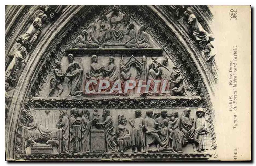 Paris — Nordportal der Kathedrale Notre-Dame (Detail) — Anciens Étab. Meudon et Cie, Paris - Vorderseite