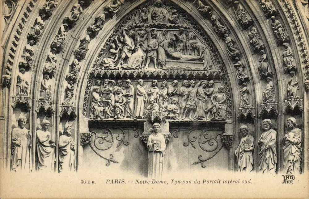 Paris — Notre-Dame, Tympan des südlichen Seitenportals — ND Hot - Vorderseite
