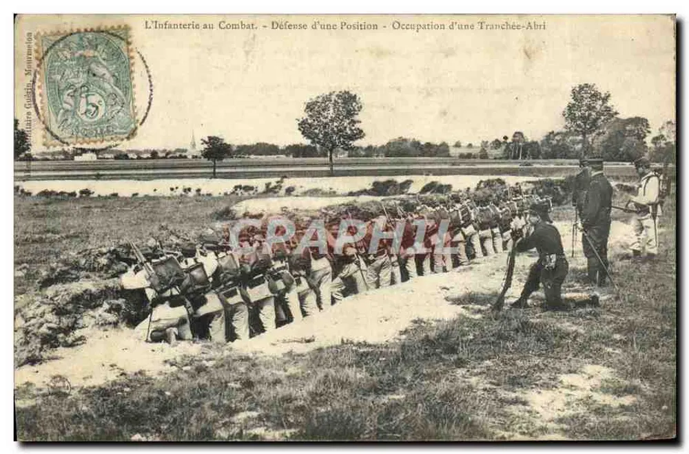 Infanterie im Kampf — Verteidigung einer Position — Besetzung einer Schützengraben-Unterstellung — Verlag Guéthin, Serie 15 - Vorderseite