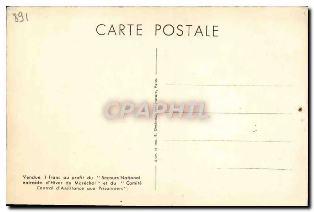 Philippe Pétain — militärisches Portrait in Generaluniform — Verleger V.A. 115 - Rückseite