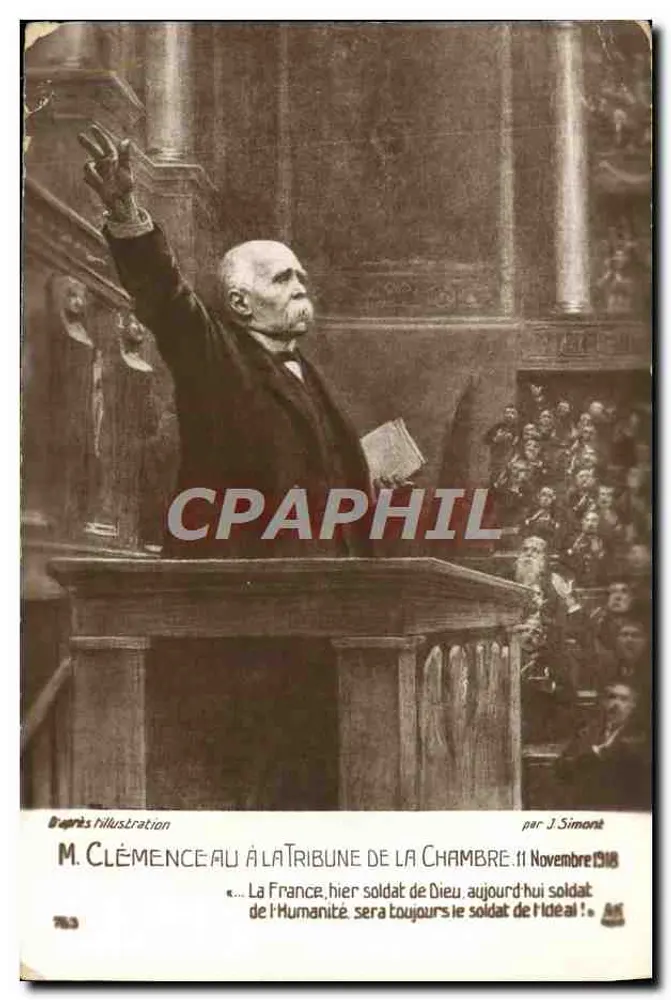 M. Clemenceau à la tribune de la Chambre — discours du 11 novembre 1918 — éditeur : Imp. de l'Illustration, n° 783 - Vorderseite