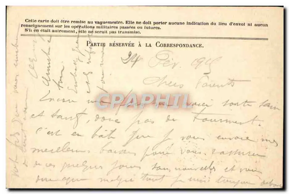 Correspondência das Forças da República — Carta em franquia — editor Stern & Cie - Verso