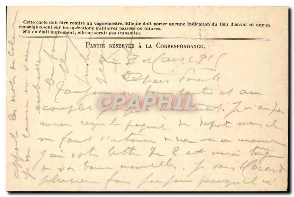 Correspondência das Forças da República — Carta em franquia — Steen GP - Verso