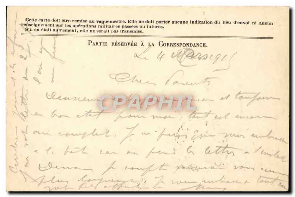 Correspondência das Forças da República — Carta em franquia — Stern Gp - Verso