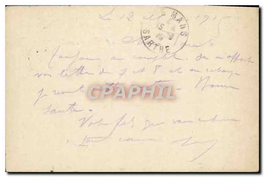 Tarjeta postal militar — Francia — editor no visible - Reverso