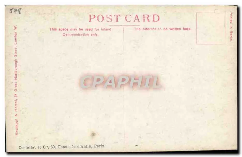 Camille Chevillard — retrato — Costallat & Hârte, 60, Chaussée d'Antin, Paris - Verso