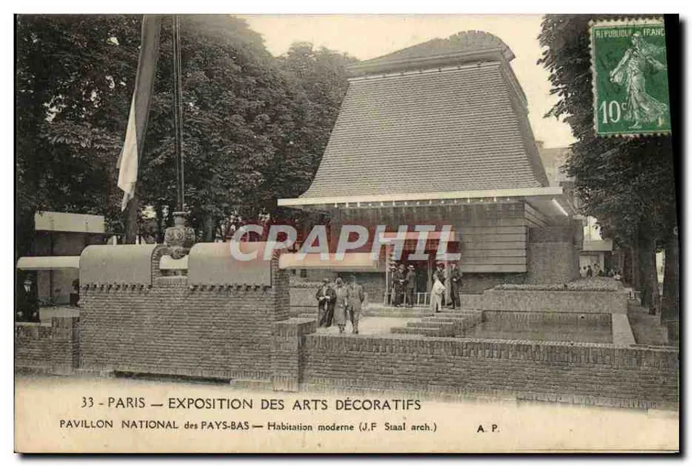 Paris — Exposition des Arts Décoratifs — Nationaler Pavillon der Niederlande — Moderne Wohnung (Arch. J.F. Staal) - Vorderseite