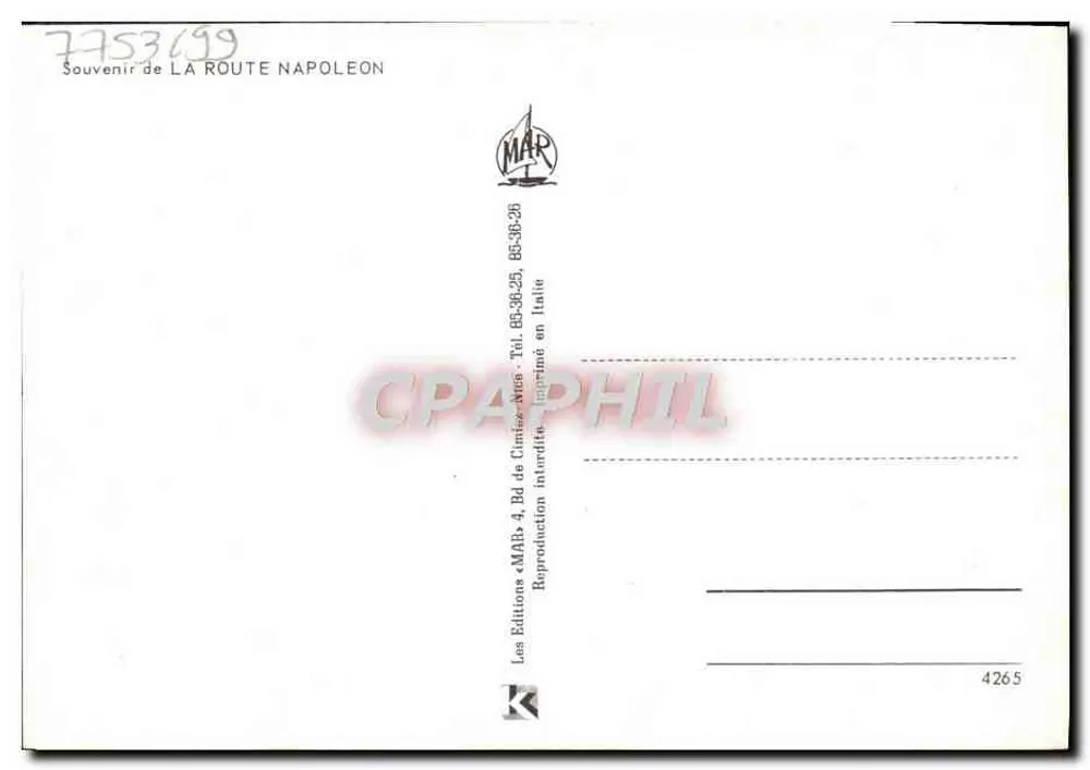 A Estrada Napoléon — Digne, Grasse, Sisteron, Gap, St Vallier de Thiey, Golfe-Juan — Éditions MAR - Verso