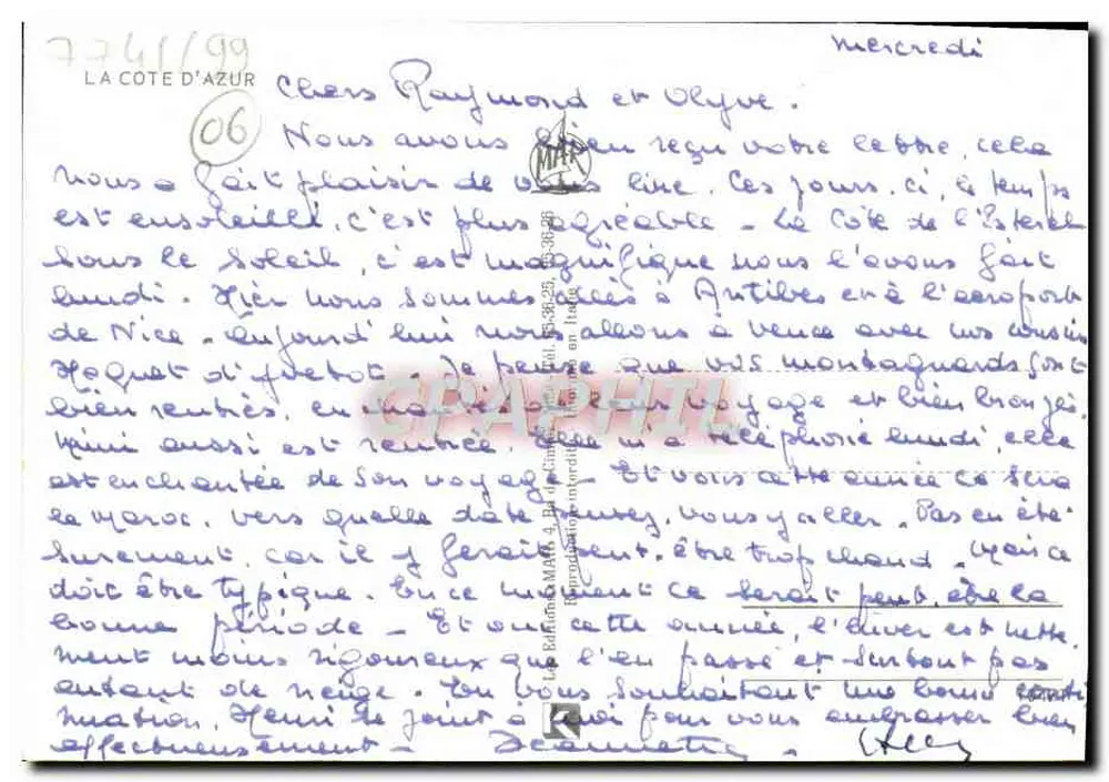 A Costa Azul — vista panorâmica — Bilhete postal antigo n°06 - Verso