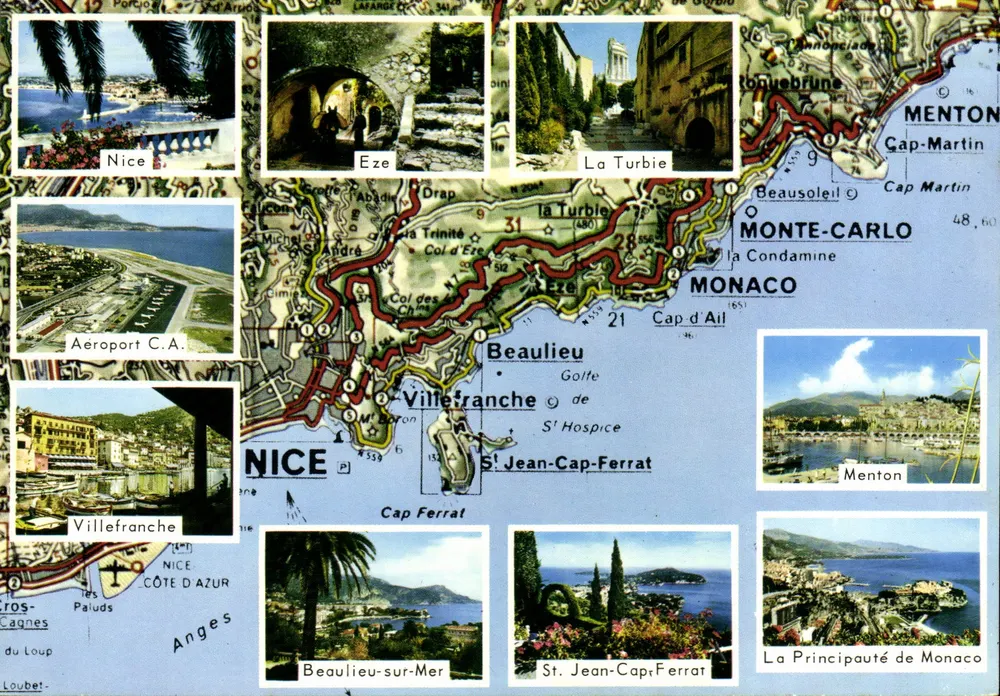 Costa Azul — Menton, Principado de Mônaco, La Turbie, Eze, São João Cap Ferrat, Beaulieu-sur-Mer, Villefranche-sur-Mer, Nice, O Aeroporto C.A. — Editor Michelin, N° 4149 - Frente