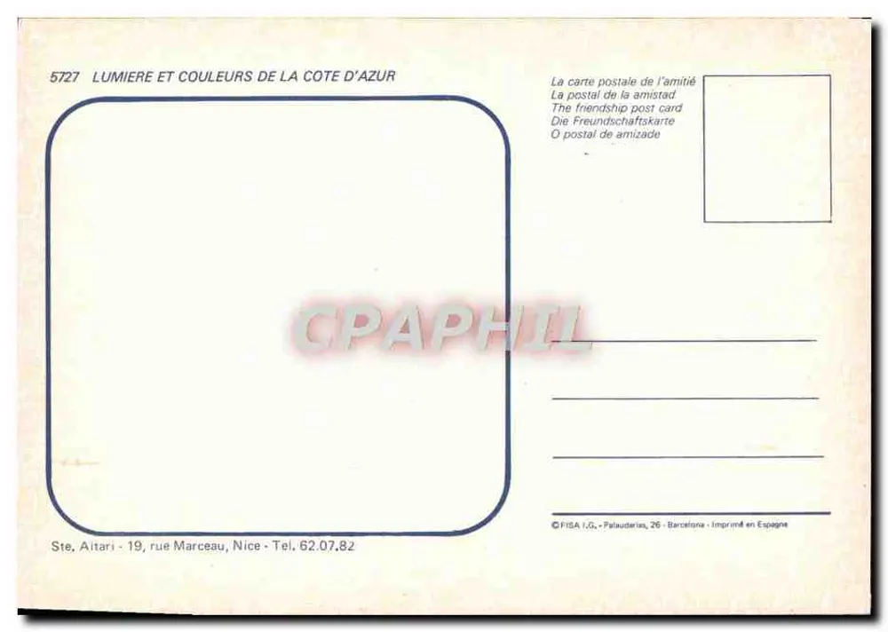 Ruelas floridas da Côte d'Azur — Editor FISA, n° 5727 - Verso