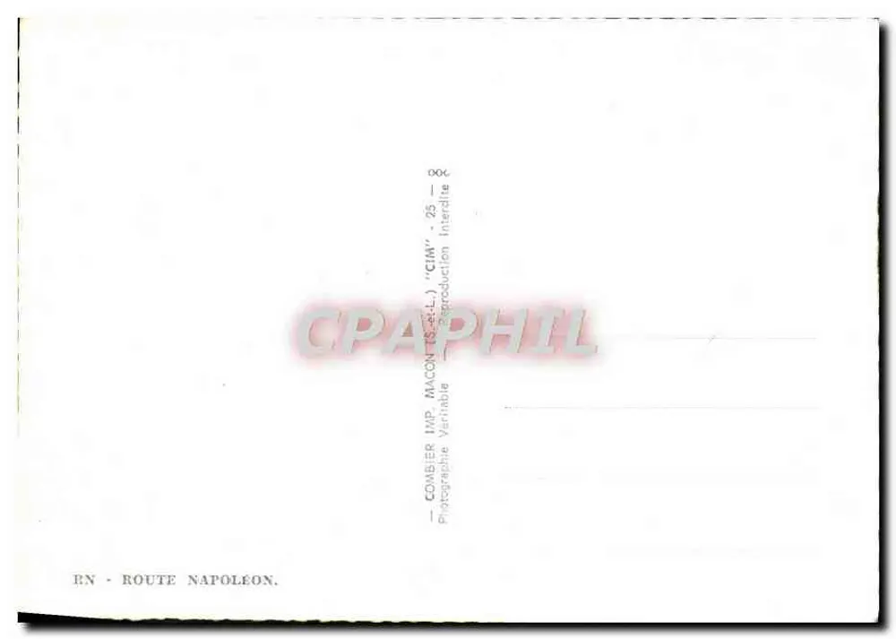 A Rota Napoleônica — carta postal ilustrada com vistas de locais ao longo do percurso — editor Combiér, n° 006 - Verso