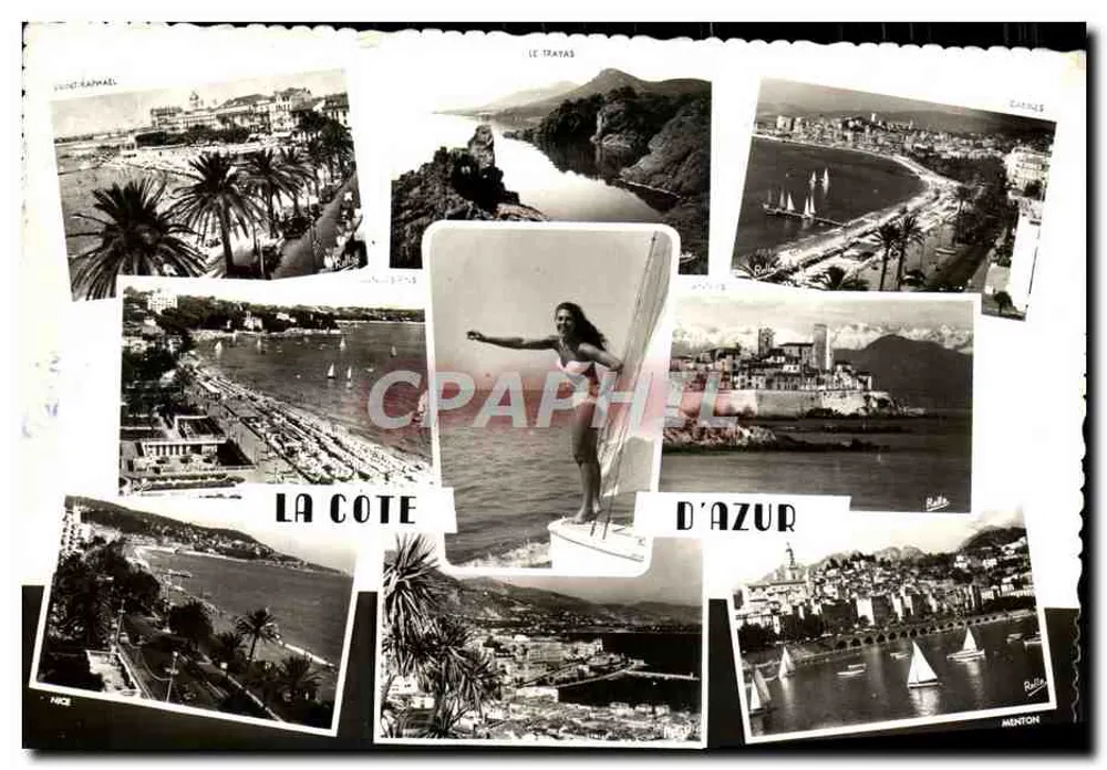 A Costa do Azul — vista panorâmica com surfista — Edições Rella (A.-N.) - Frente