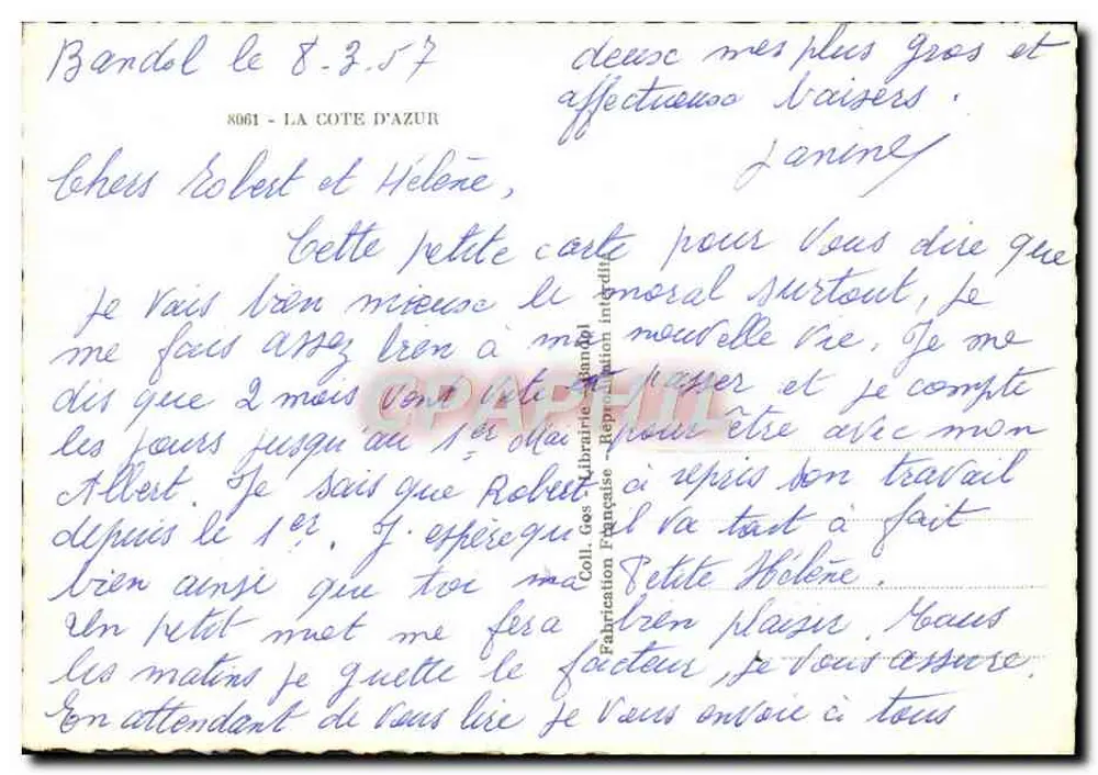 Bandol — Voiliers au sec — éditeur Gos - Verso