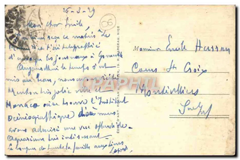 Côte d'Azur - Jardim Fleurir RM — editor Éd. Dart, N° 911 - Verso