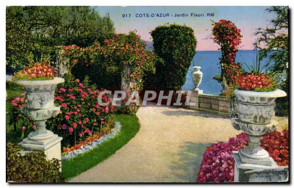 Côte-d'Azur — Jardim decorado com flores. RM — Editor: Rostan, n° 917 - Frente