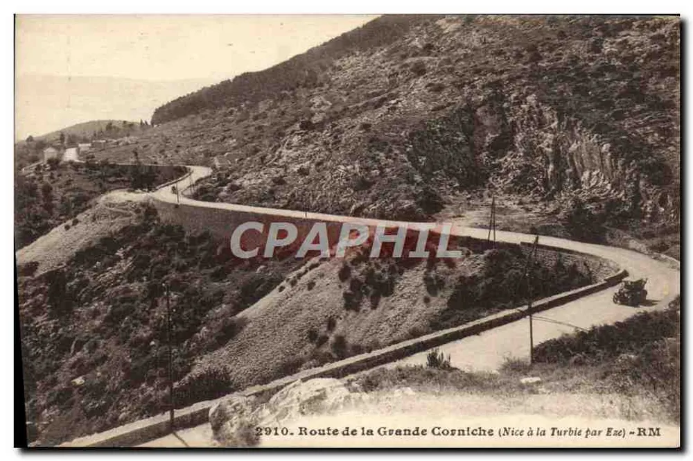 Estrada da Grande Corniche (Nice à Turbie por Eze) — RM — Éditions Rostan et Muntié, Nice - Frente