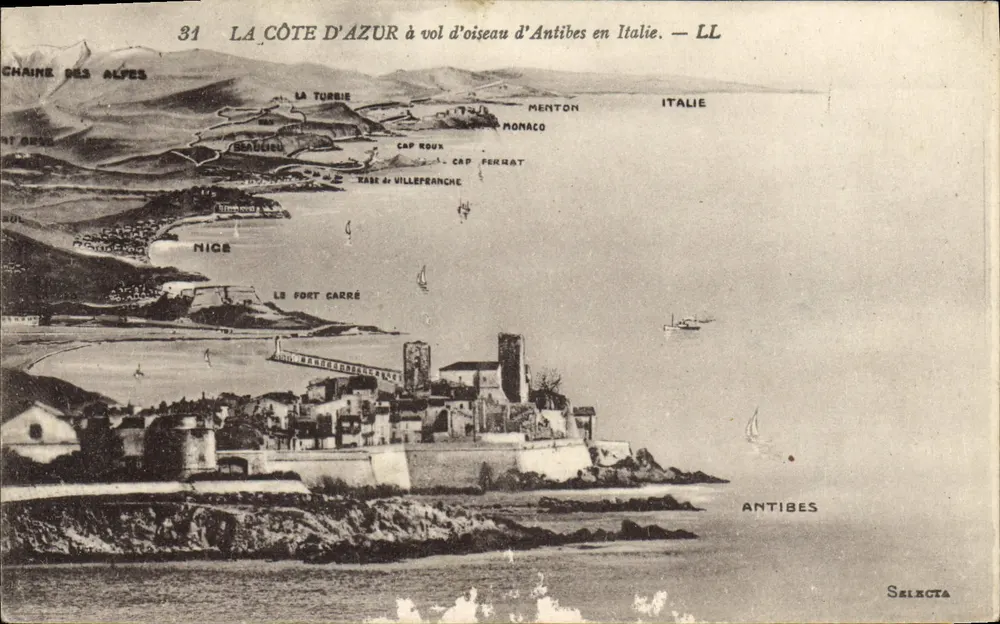 Antibes — Luftansicht der Côte d'Azur — Verlag Selecta, Nr. 34 - Vorderseite