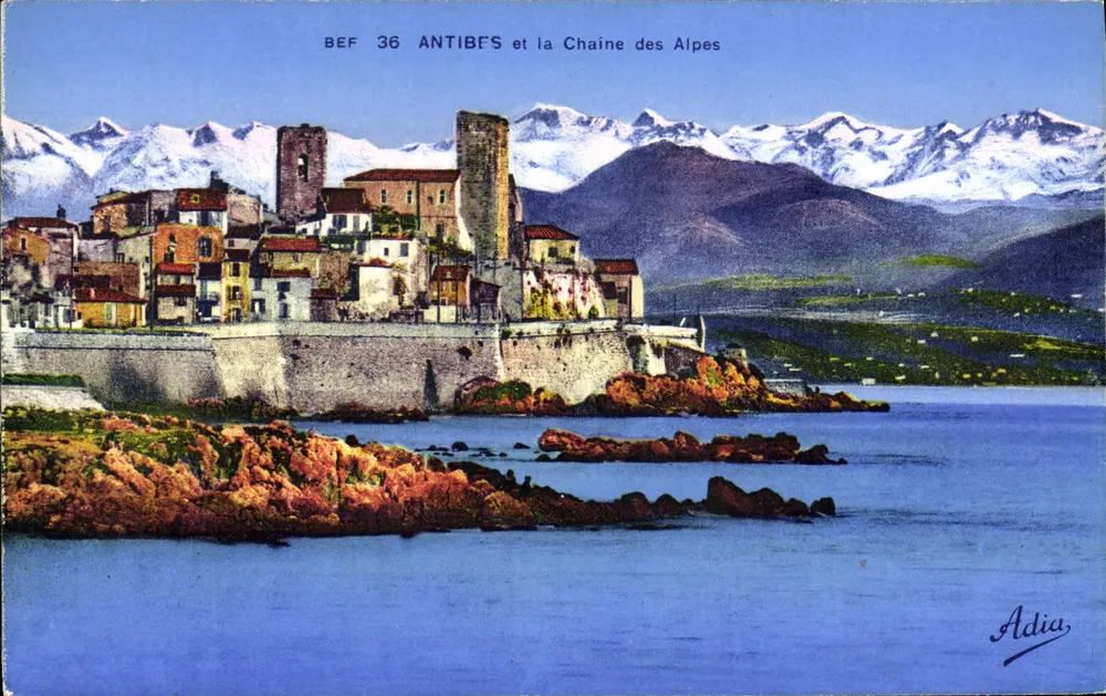 Antibes und die Alpenkette — Panoramablick — Adia, Serie B.E.F. 36 - Vorderseite