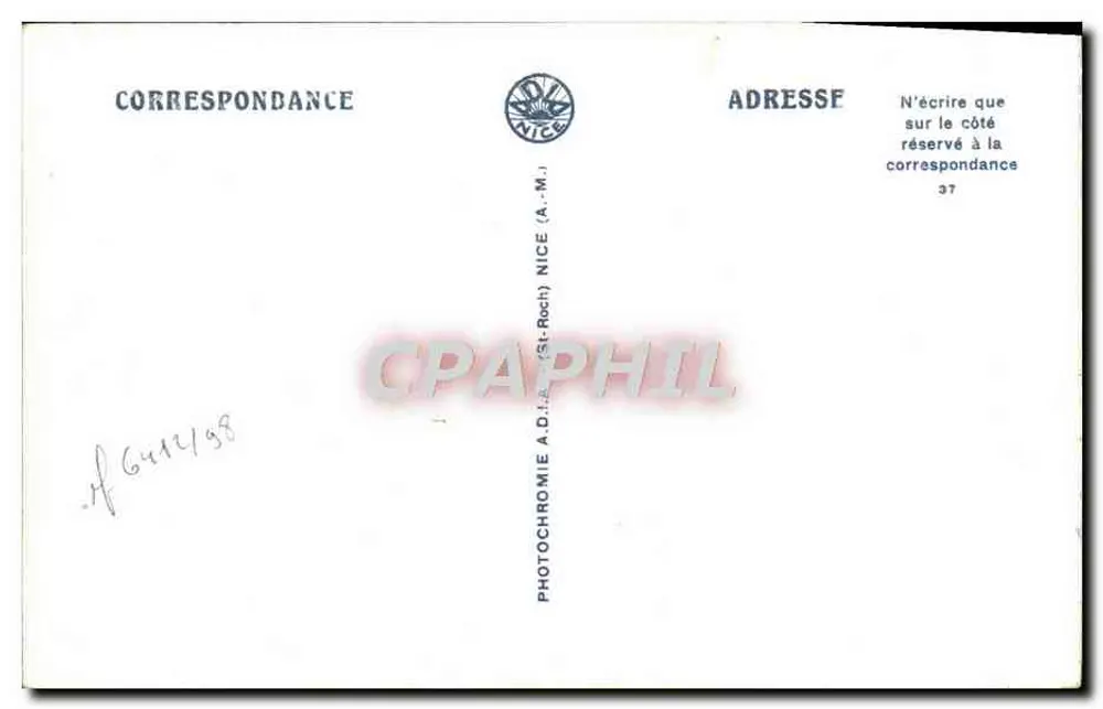 Antibes und die Alpenkette — Panoramablick — Adia, Serie B.E.F. 36 - Rückseite