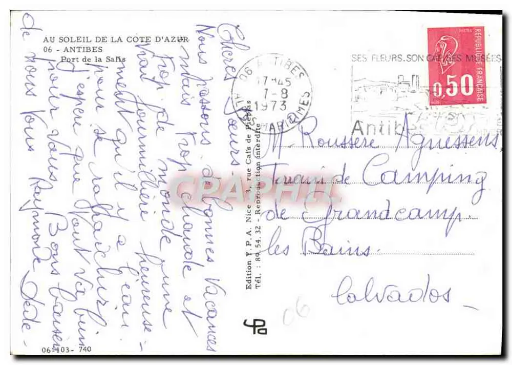 Port Saïde — Antibes — Wydawnictwo Y.P.A. Nice, n° 740 - Rewers