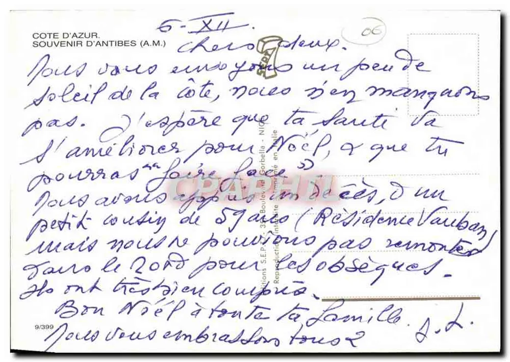 Antibes — Costa Azul — Editor S.E.P. - 3 Bambus, Antibes - Verso