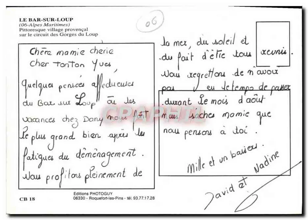 Bar-sur-Loup — aldeia provençal — Edições PHOTOGUY, n° CB 18 - Verso