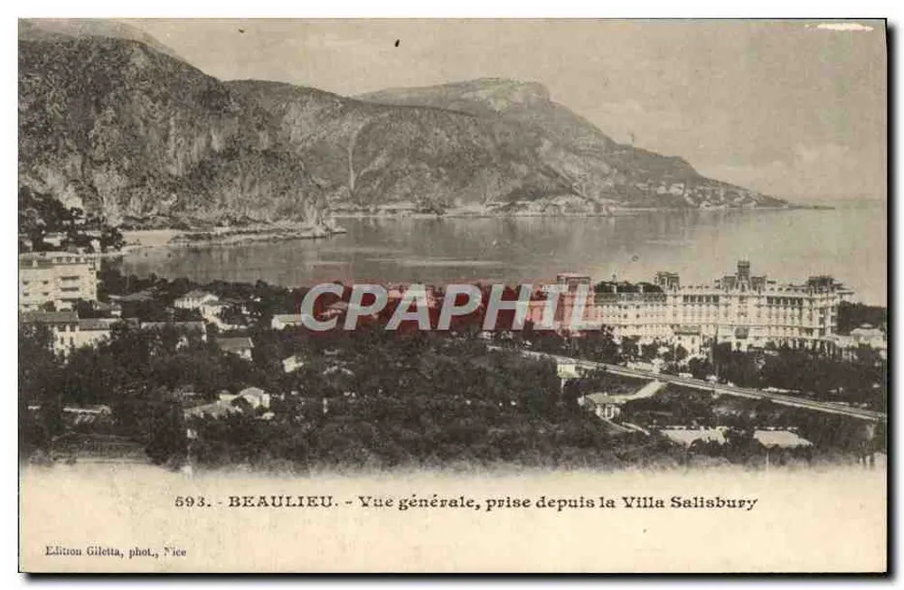 Beaulieu - Allgemeiner Blick, aus der Villa Salisbury — Edition Gilletta, Fotografie Nice, n° 593 - Vorderseite