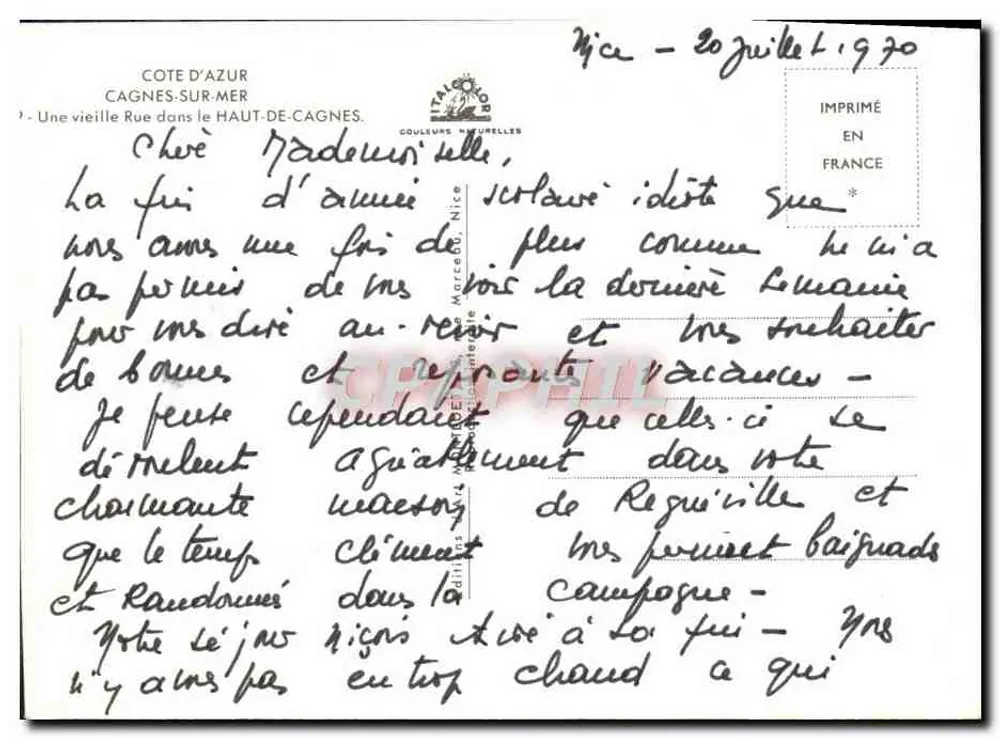 Cagnes-sur-Mer — Eine alte Straße in Haut-de-Cagnes — Natürliche Farben - Rückseite