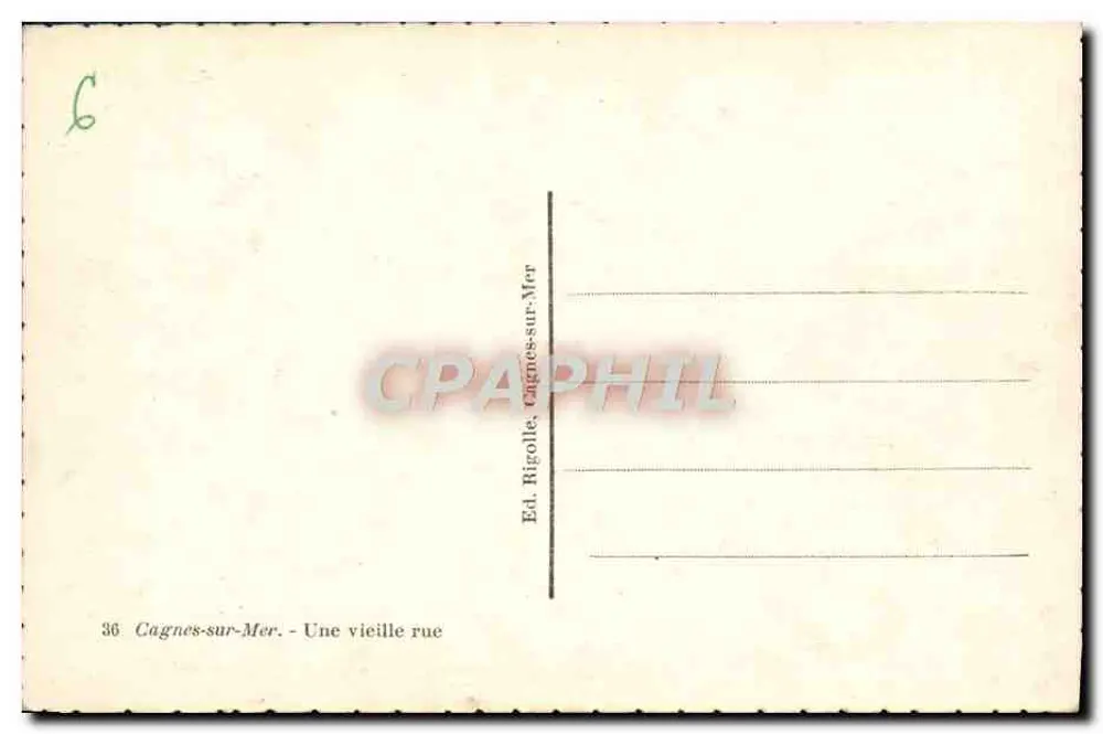 Cagnes-sur-Mer — Una vecchia via — Ed. Rigolle - Verso