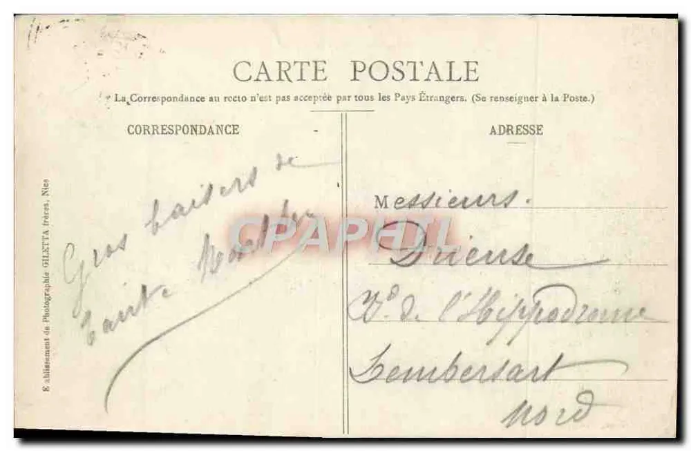 CANNES - Die Plage und der Mont Chevalier — Künstlerische Sammlung, Édition Giletta, Foto Nice, Nr. 428 - Rückseite