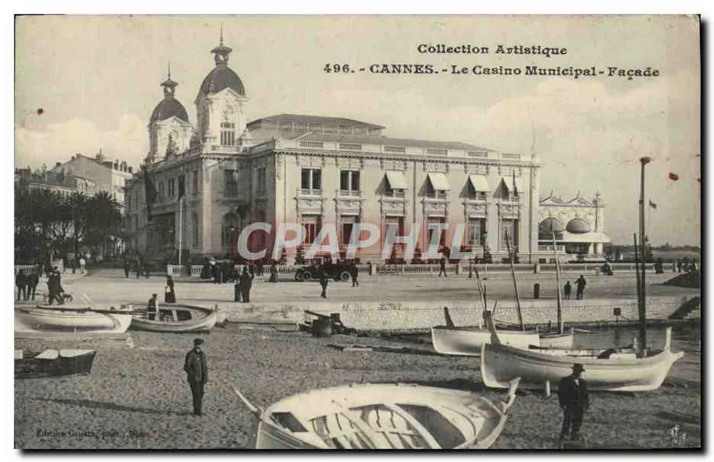 CANNES - A Fachada do Casino Municipal - Coleção Artística n°496 - Edição Guasta, Nice - Frente