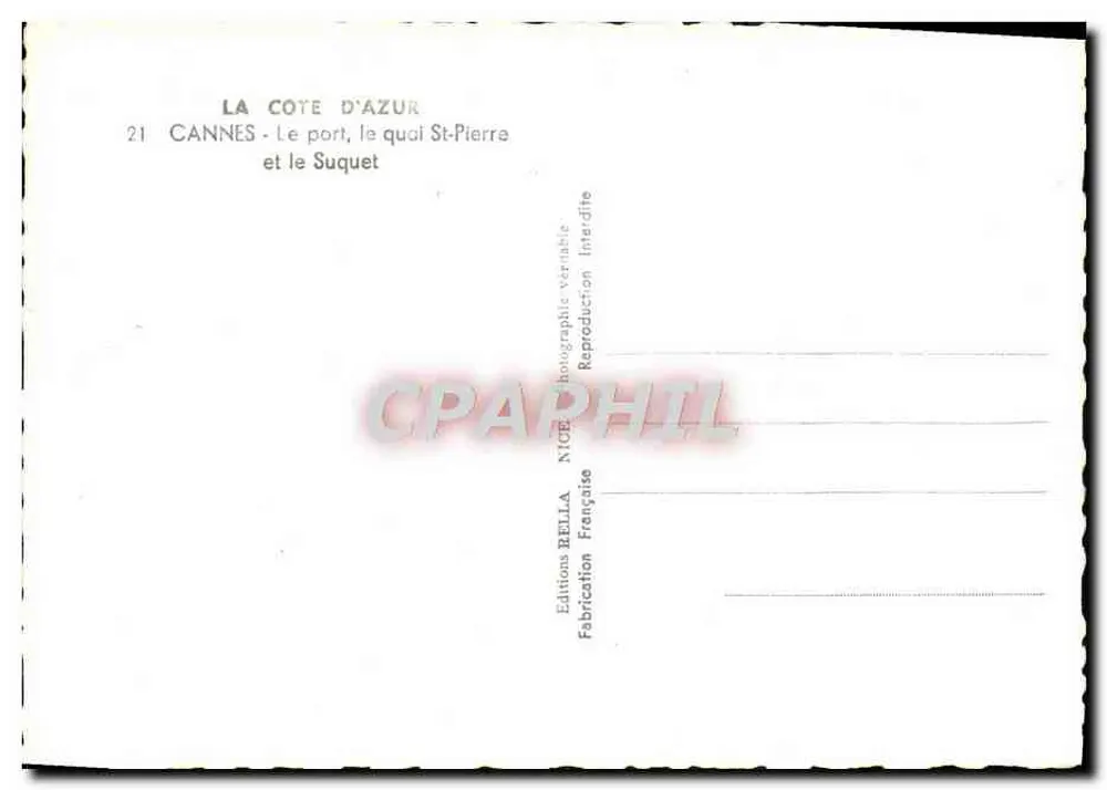 Cannes - Der Hafen, der St-Pierre-Kai und der Suquet — Éditions Bélla, Nice - Rückseite