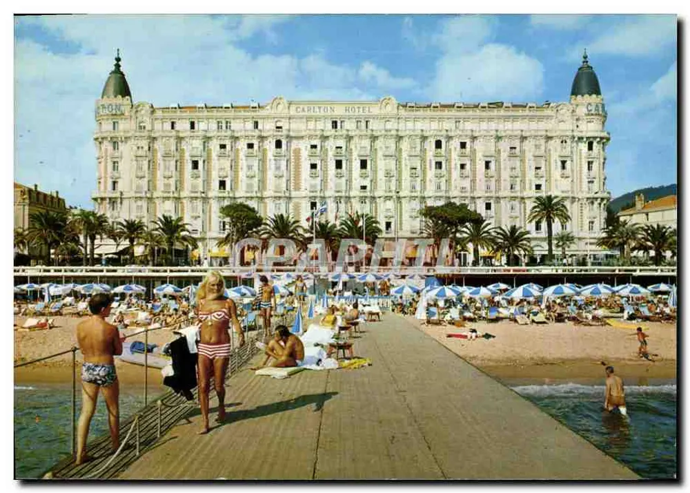 Cannes - O Hotel Carlton — vista da praia e da margem do mar — edição Simba Color - Frente