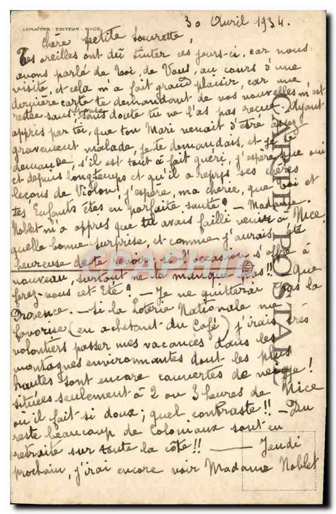 CANNES — Ansicht der Promenade der Croisette vom Meer aus. — Lemaître, Verlag, Nice, Nr. 30 - Rückseite