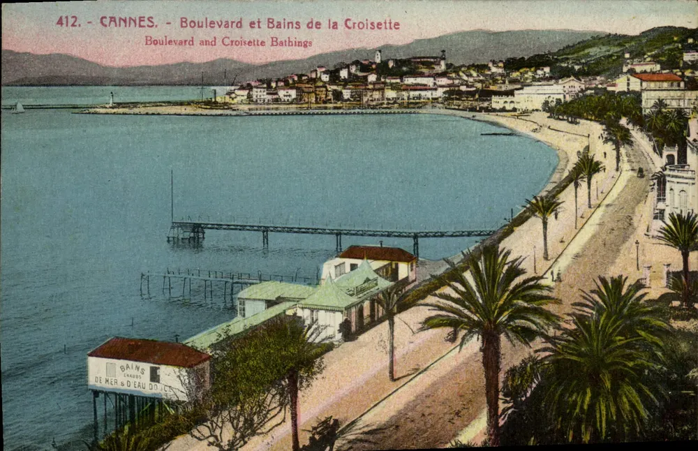 Cannes - Boulevard e Banhos da Croisette — Edição R. C. Hugé, n° 412 - Frente